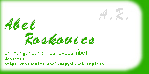 abel roskovics business card