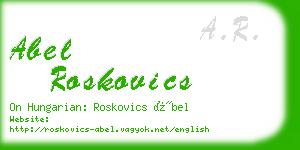 abel roskovics business card